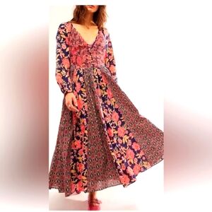 Free people women bohemian maxi dress size L NWOT TRIED ON